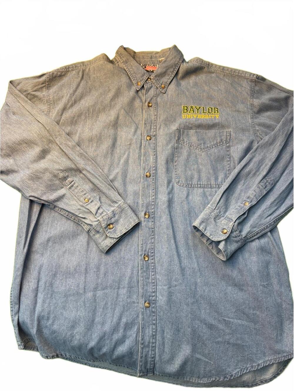 Vintage Baylor University Denim Shirt 90s Retro Collegiate